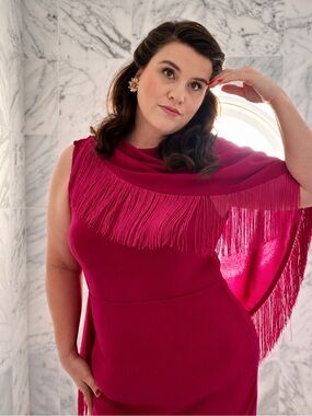 💖  Pink Fringe Bombshell Cocktail Dress • Old Hollywood Glam Statement Piece